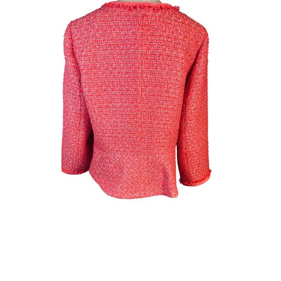 Talbots 14P Petites Tweed Pink/Coral/Red Button Front Jacket Polyester Acrylic - Picture 11 of 16